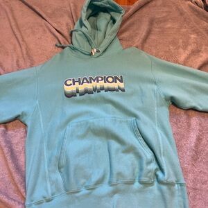 Large teal champion hoodie